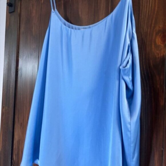 Bar III Women's Blue Satin Spaghetti-Strap Scoop-Neck Lined Camisole NWT - Picture 3 of 7